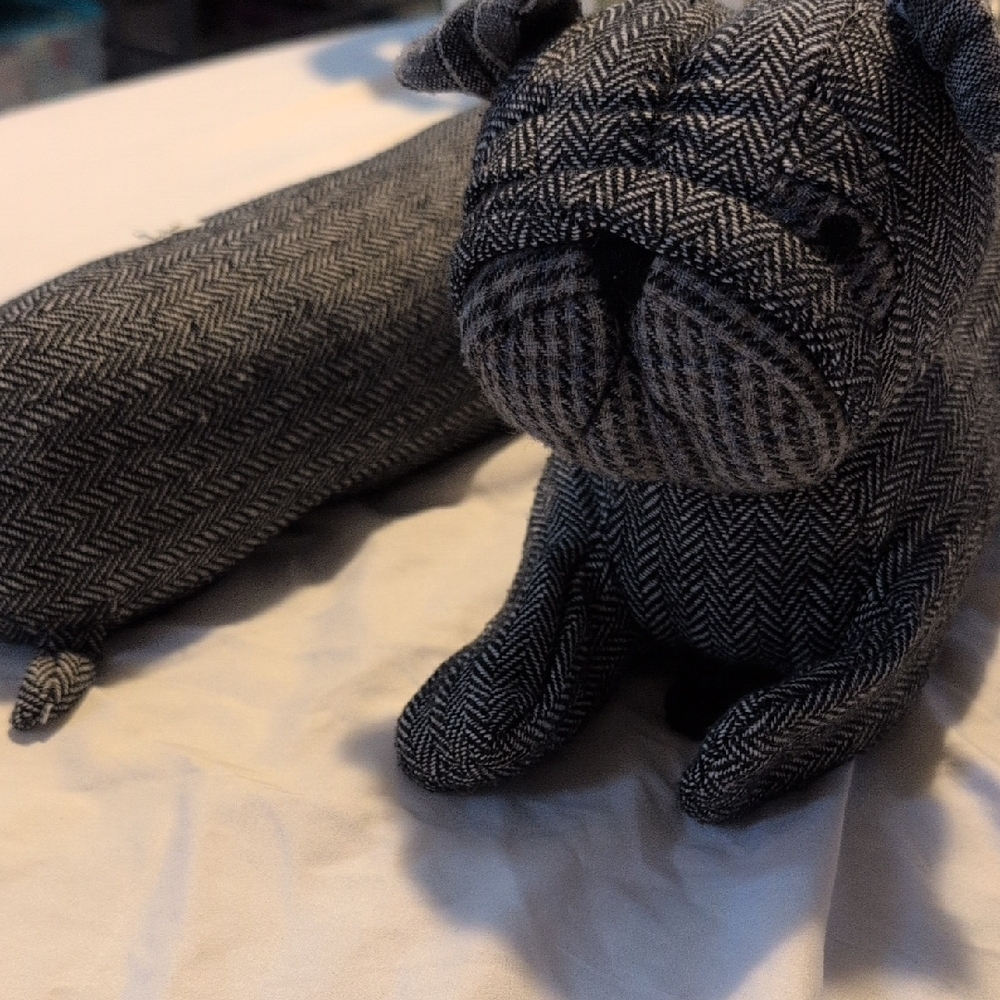 Gray Herringbone Dog Doorstop